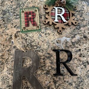 Holiday Decorative Letter R Ornaments